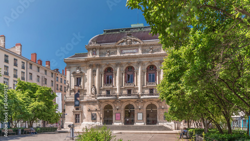 Billede på lærred Timelapse hyperlapse of Theatre des Celestins in Lyon, France