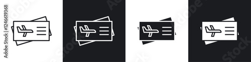 Plane Ticket icons in flat and thin stroke style