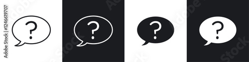 Question icons in flat and thin stroke style