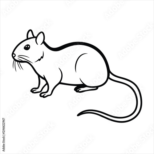 vector illustration of a white rat
