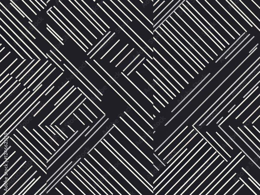 seamless pattern featuring diagonal white lines on black background creates striking geometric design. lines intersect at various angles, forming dynamic and modern texture seamless pattern featuring diagonal white lines on black background creates striking geometric design. lines intersect at various angles, forming dynamic and modern texture