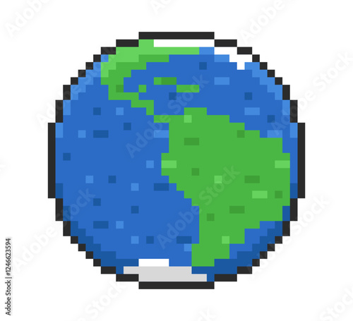 Planet Earth in pixel style. Vector illustration