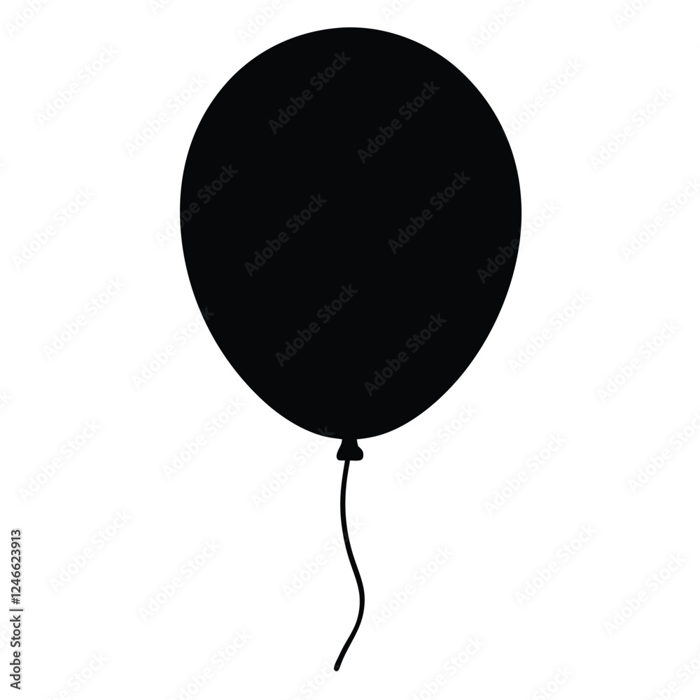 Black Balloon Silhouette Vector Icon. Party balloon, birthday celebration, holiday symbol isolated on white background Black Balloon Silhouette Vector Icon. Party balloon, birthday celebration, holiday symbol isolated on white background
