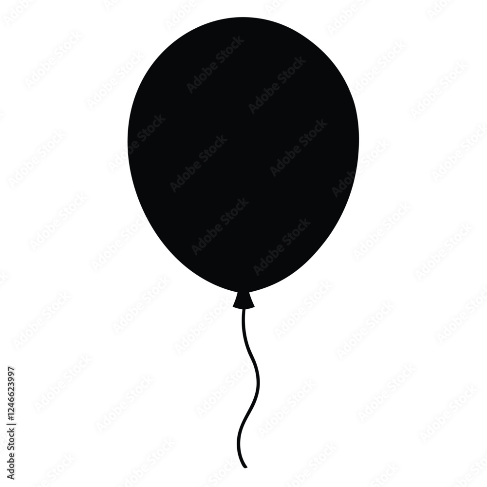 Black Balloon Silhouette Vector Icon. Party balloon, birthday celebration, holiday symbol isolated on white background Black Balloon Silhouette Vector Icon. Party balloon, birthday celebration, holiday symbol isolated on white background