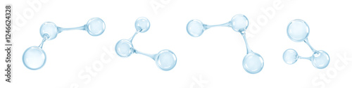 3D abstract molecular or atom structures isolated on white background. Concept of biochemical, pharmaceutical, beauty, medical. Science or medical. Vector 3d illustration