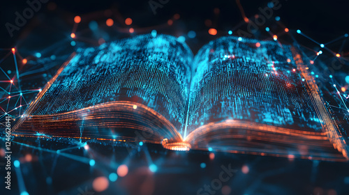 Blockchain Ledger Book futuristic transparent 