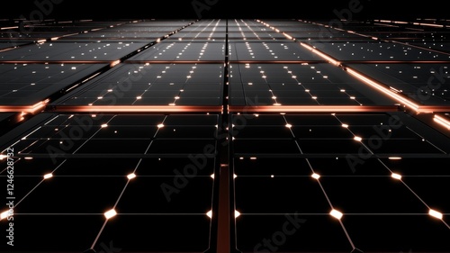 Futuristic alternative eco technology environmental black Solar Panel Grid renewable energy production solution