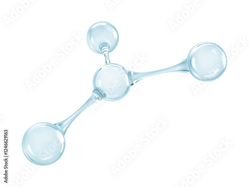 3D molecule or atom model. 3d abstract molecular structure isolated on white background. Vector illustration