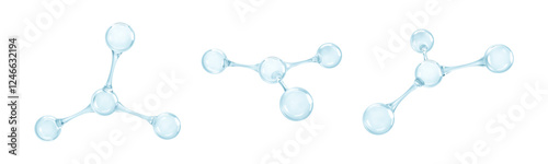 3D molecules or atoms models. 3d abstract molecular structures isolated on white background. Concept of biochemical, pharmaceutical, beauty, medical. Science or medical. Vector illustration