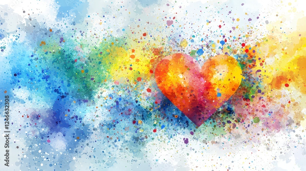 Vibrant Abstract Heart with Colorful Splashes of Paint and Light Vibrant Abstract Heart with Colorful Splashes of Paint and Light