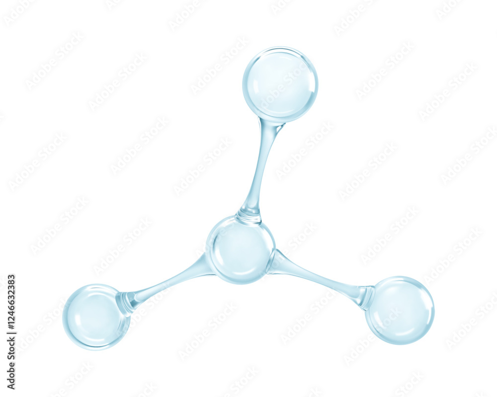 3D molecule or atom model. 3d abstract molecular structure isolated on white background. Vector illustration