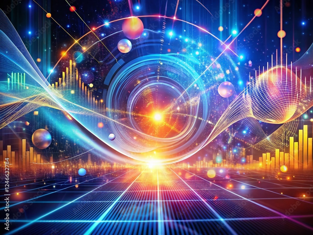 Obraz premium Abstract Animated Loop: 20% Number Data Visualization, Futuristic Tech Background