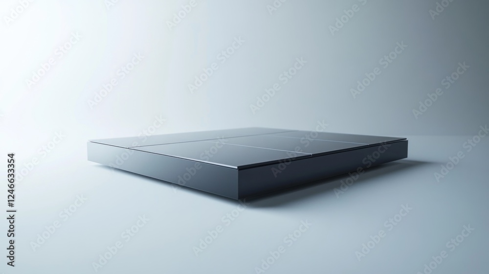 Sleek Dark Grey Square Platform on White Background Sleek Dark Grey Square Platform on White Background