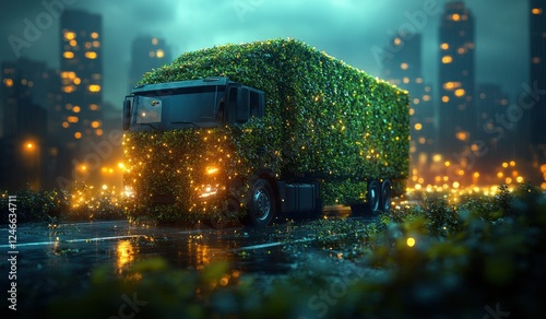 Sustainable Transport Logistics Truck Green Environment Modern Design photo