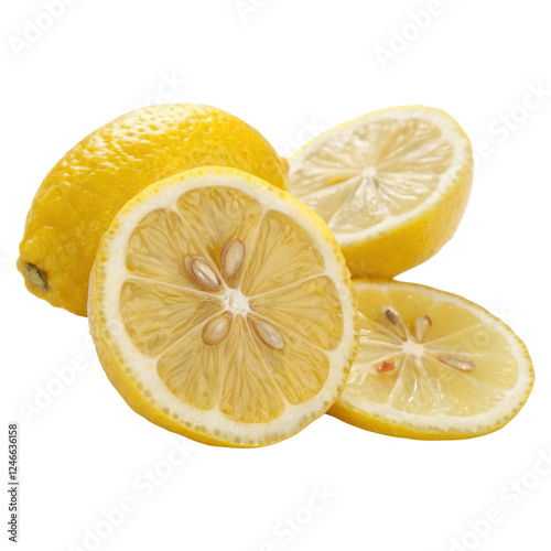 Fresh Cut Lemons on a White Background with Juicy Slices Ready for Culinary Use and Vitamin C Boost