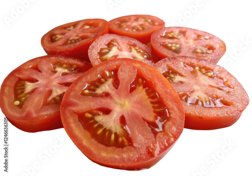 Freshly Sliced Red Tomatoes Displaying Juicy Texture and Vibrant Color for Culinary Use and Healthy Recipes