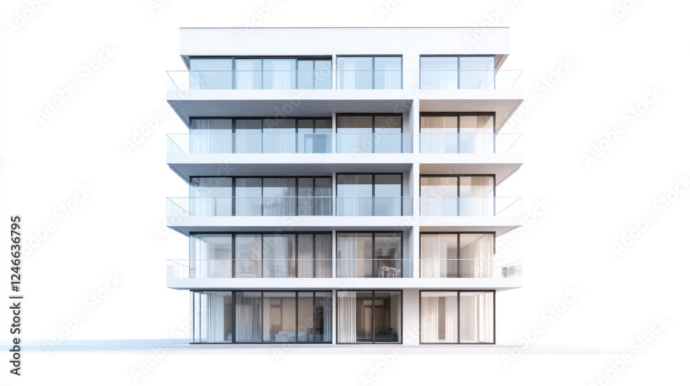 Modern Apartment Building Architectural Rendering Modern Apartment Building Architectural Rendering