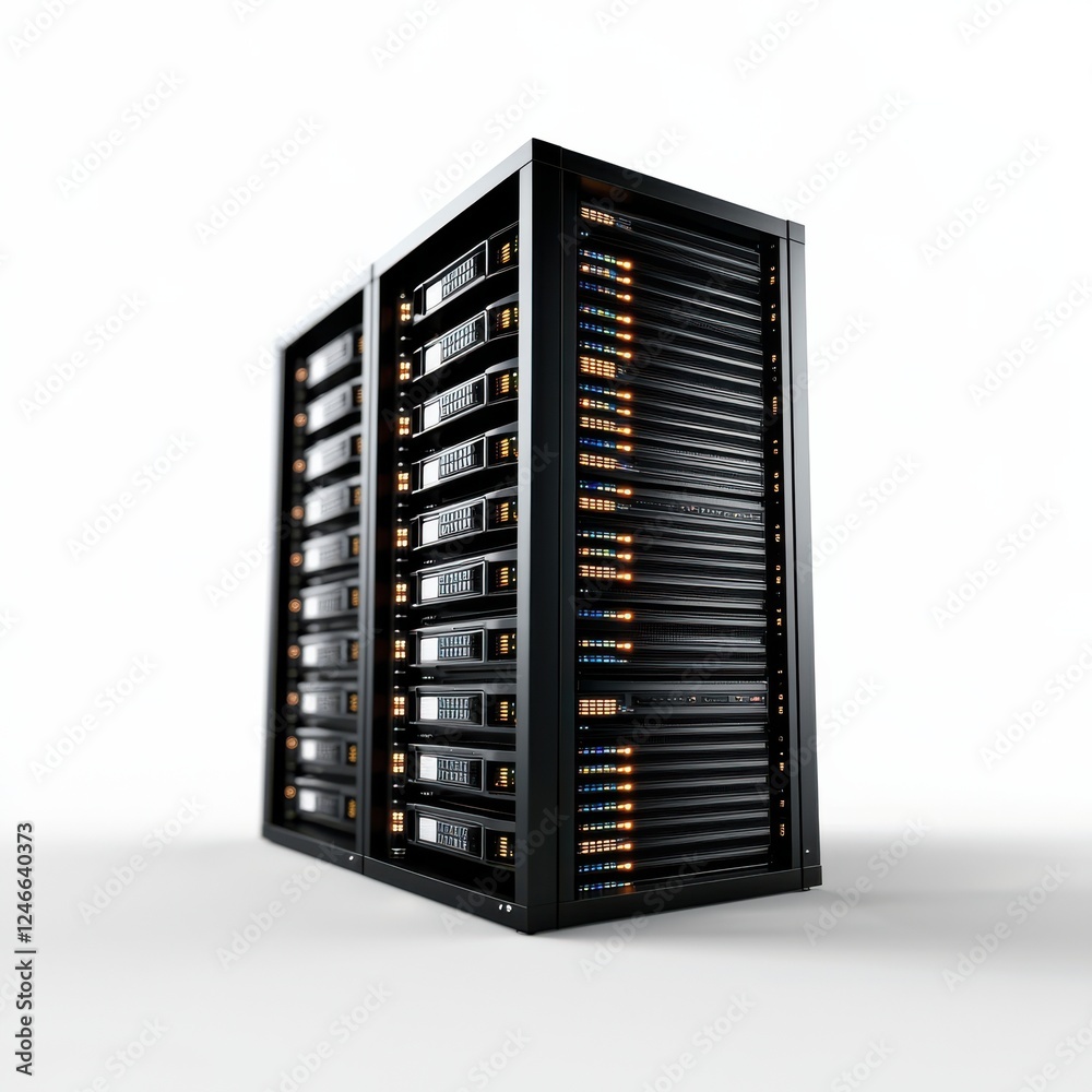 A high-tech server rack displaying multiple storage units, symbolizing data management and technology infrastructure. A high-tech server rack displaying multiple storage units, symbolizing data management and technology infrastructure.