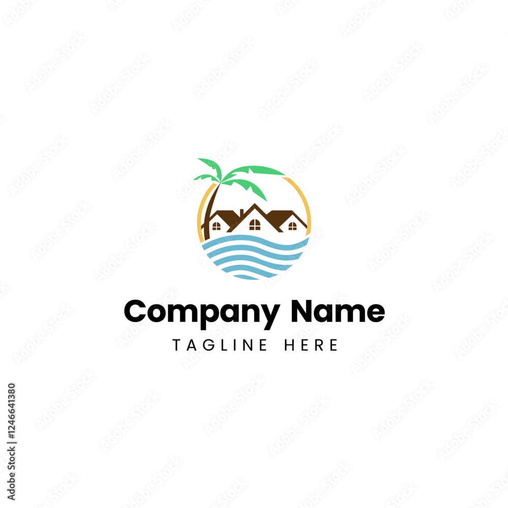 ocean house vector logo ocean house vector logo