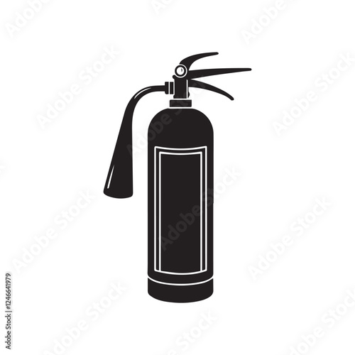 Fire extinguisher icon. Black Fire extinguisher silhouette vector illustration isolated on white background.