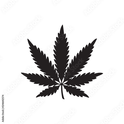 Marijuana leaf icon. Black Marijuana leaf silhouette vector illustration isolated on white background.