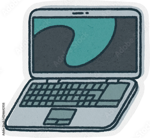 Icône dessin logo ordinateur pc portable bleu