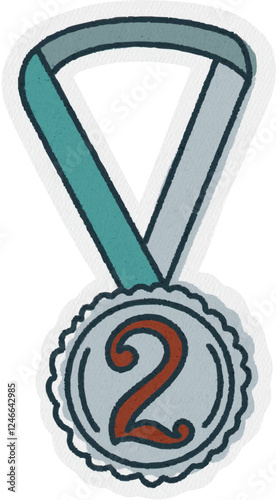 Icône dessin logo médaille argent deuxième