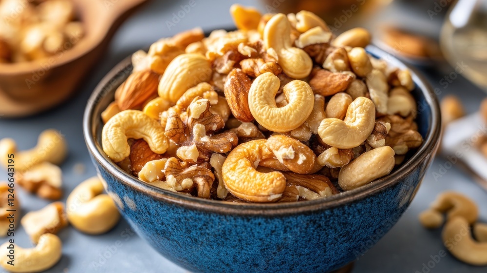Obraz premium A Bowl of Mixed Nuts: Cashews, Almonds, Walnuts, A Delicious and Healthy Snack