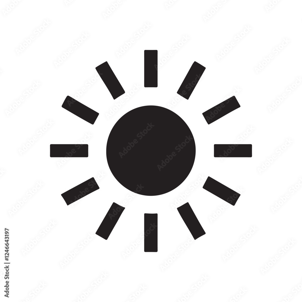 Sun icon. Black Sun icon on white background. Vector illustration Sun icon. Black Sun icon on white background. Vector illustration