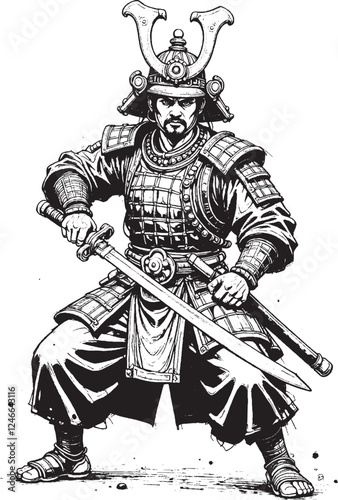 Logo samurai del Giappone medievale 04