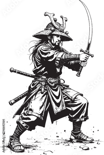 Logo samurai del Giappone medievale 02