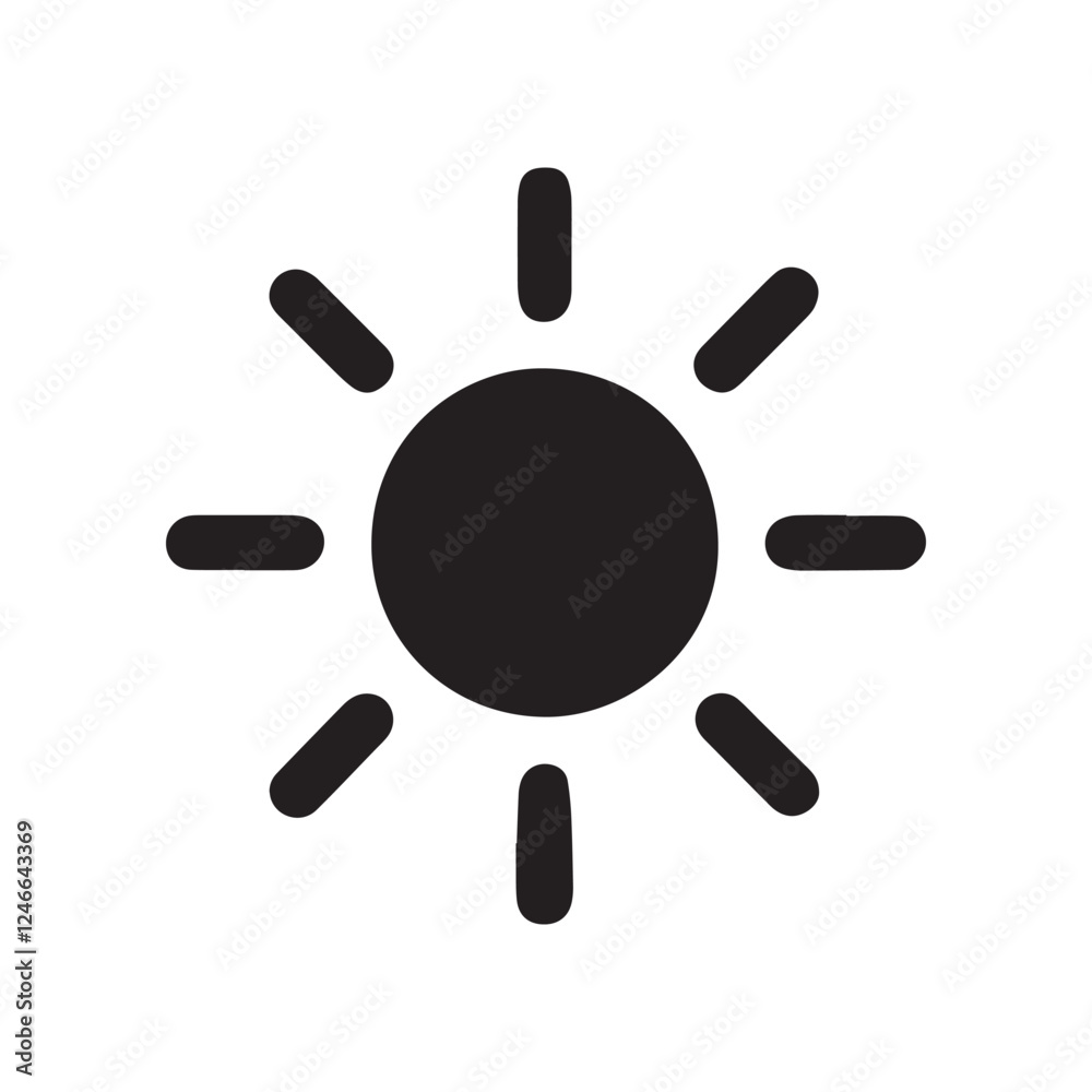 Sun icon. Black Sun icon on white background. Vector illustration Sun icon. Black Sun icon on white background. Vector illustration