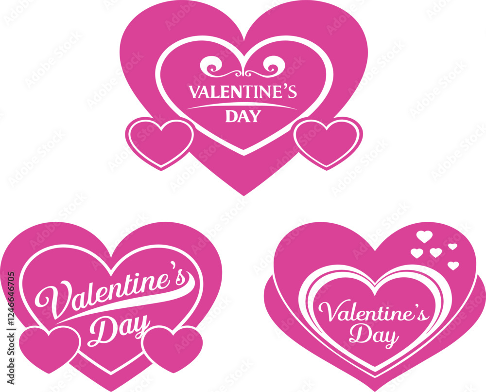 Pink Heart Valentine's Day Silhouette Vector Icon Pink Heart Valentine's Day Silhouette Vector Icon