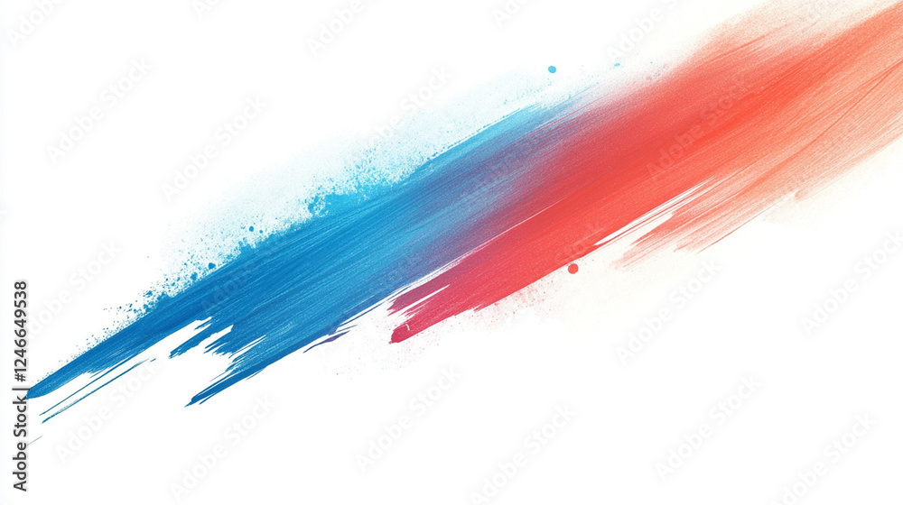 Obraz premium Vibrant red and blue paintbrush strokes blending dynamically, abstract artistic splash symbolizing creativity and visual impact