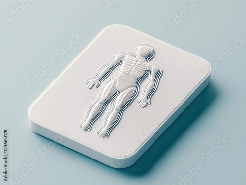 Thin, elegant biochip with a minimalist human figure embedded photo