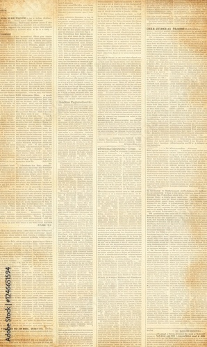 Vintage newspaper background, aged paper texture, antique document, historical news print for design