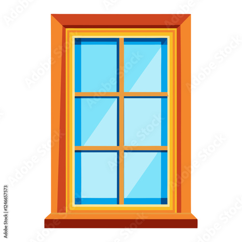 A vibrant window design features six panes set in a wooden frame against a plain white backdrop, emphasizing a cheerful and airy atmosphere ideal for home decor