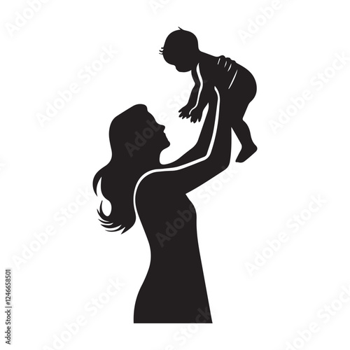 Loving Mother Holding Baby in Silhouette Design - International Women’s Day March 8
