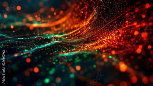 Abstract Orange & Teal Particle Wave Animation Background Loop