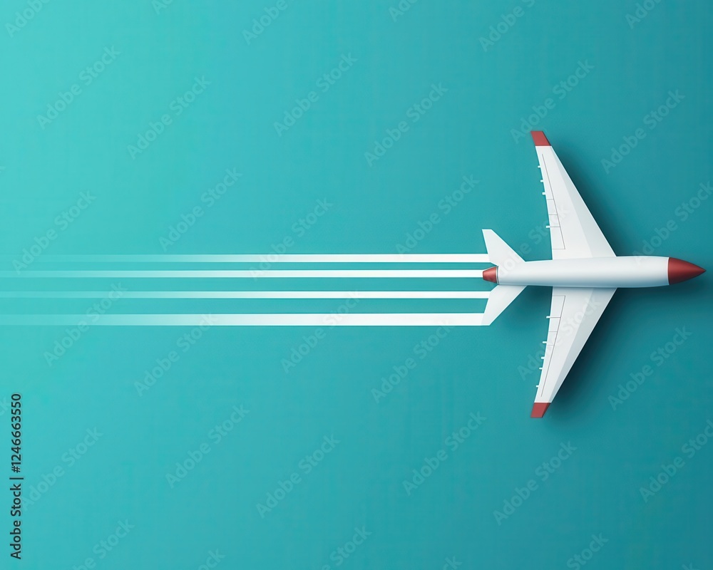 Fototapeta premium Minimalist supersonic jet breaking the sound barrier with smooth trails