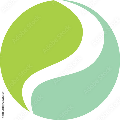round ecology abstract bio logo abstract green background with leaf