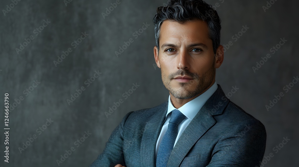 Professional Businessman Standing Against Solid Background with Space for Text Professional Businessman Standing Against Solid Background with Space for Text
