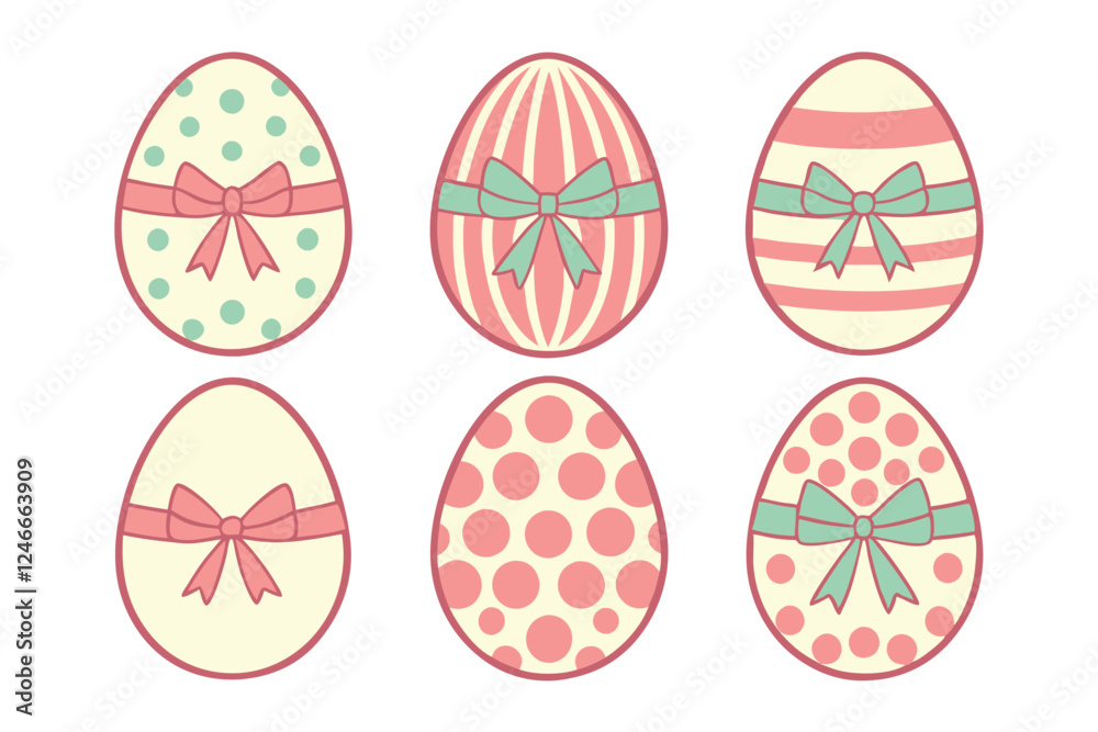 A Bundle of Cute Egg with ribbon vector cartoon illustration Easter day A Bundle of Cute Egg with ribbon vector cartoon illustration Easter day