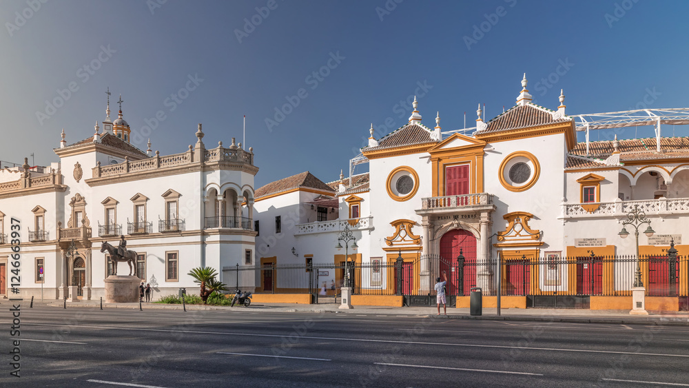 Fototapeta premium Plaza de Toros de la Real Maestranza de Caballeria de Sevilla timelapse hyperlapse