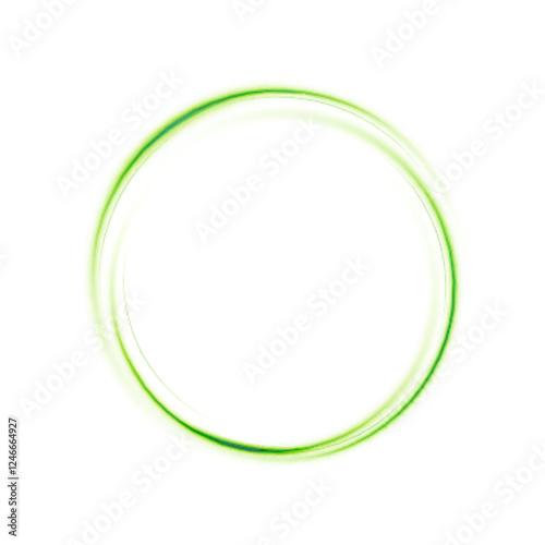 Glowing green circle on white background. Abstract bright ring with backlight. Luxury element for advertising. Vector