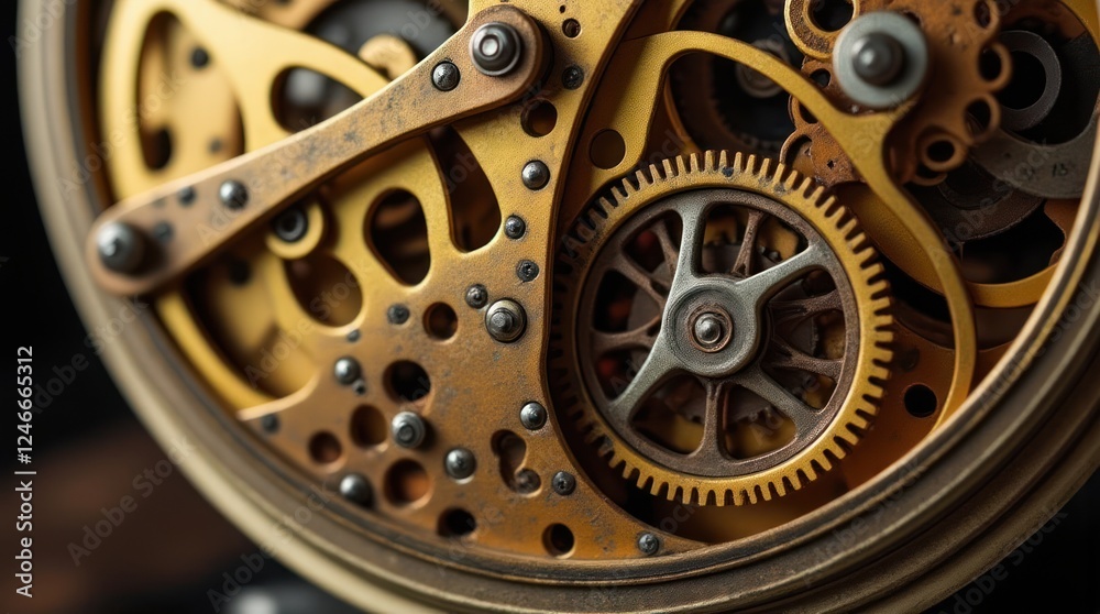 Obraz premium Intricate Details of an Antique Clock Mechanism Showcasing Gears and Metal Parts