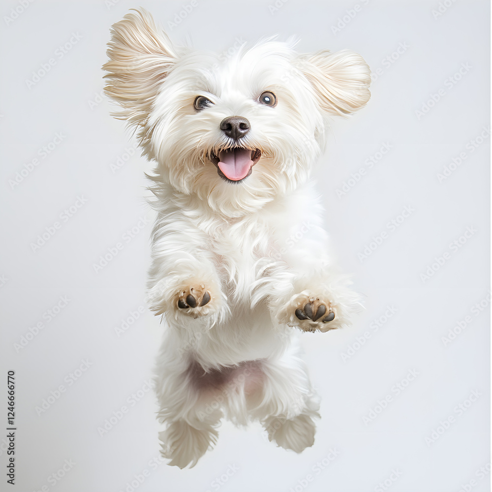 Joyful White Dog Leaping Joyful White Dog Leaping