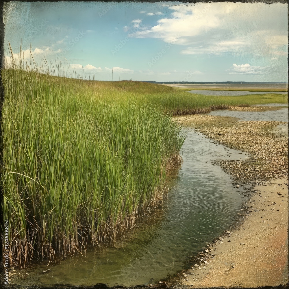 Lush marsh grass thrives on Duxbury beach. Lush marsh grass thrives on Duxbury beach.
