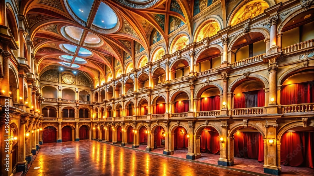 Obraz premium Bologna's Teatro Anatomico: Renaissance Arcade Architecture, Italy - Historical Medical Building Stock Photo