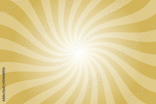 Abstract trombone yellow background with rays retro starburst. Radial spiral stripes golden yellow, backdrop. Vintage sun beam texture. Groovy retro swirl burst. Summer carnival background.